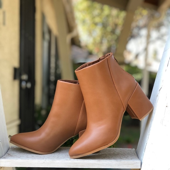 Maple Tan Vegan Leather Ankle Boots - Picture 2 of 9